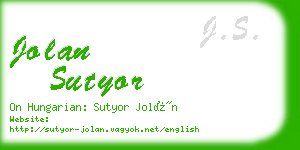 jolan sutyor business card